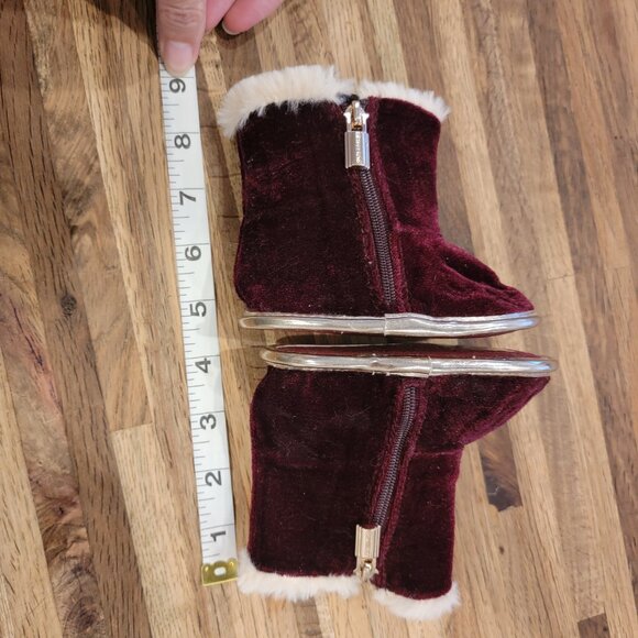 Michael Kors Baby Sweet Red Velvet & Faux Fur Booties - Picture 2 of 12